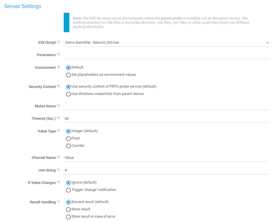 Sensor Settings